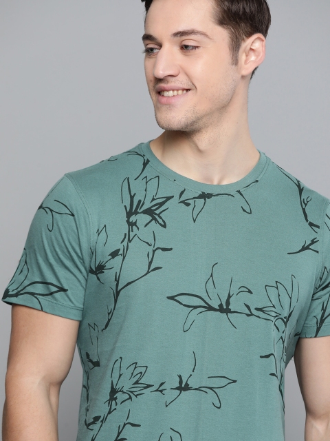 

Mast Harbour Men Green Black Round Neck Pure Cotton T-shirt