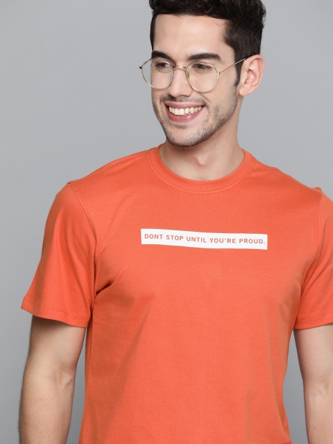 

Mast & Harbour Men Orange Printed Detail Round Neck T-shirt