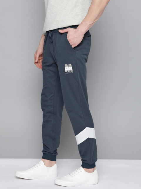 

Mast & Harbour Men Navy Blue Straight Fit Solid Pure Cotton Joggers