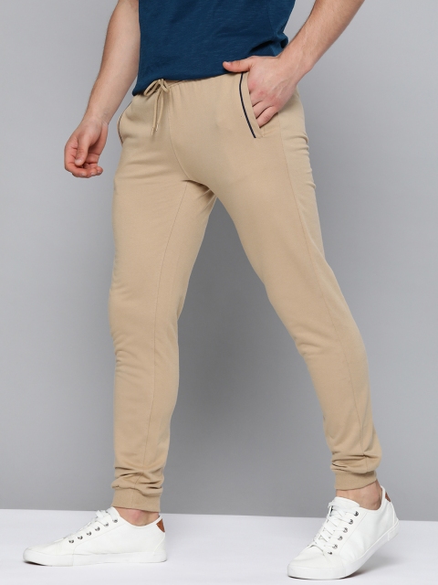 

Mast & Harbour Men Beige Solid Pure Cotton Joggers