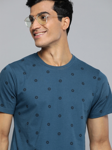 

Mast & Harbour Men Teal Blue Floral Print Round Neck T-shirt