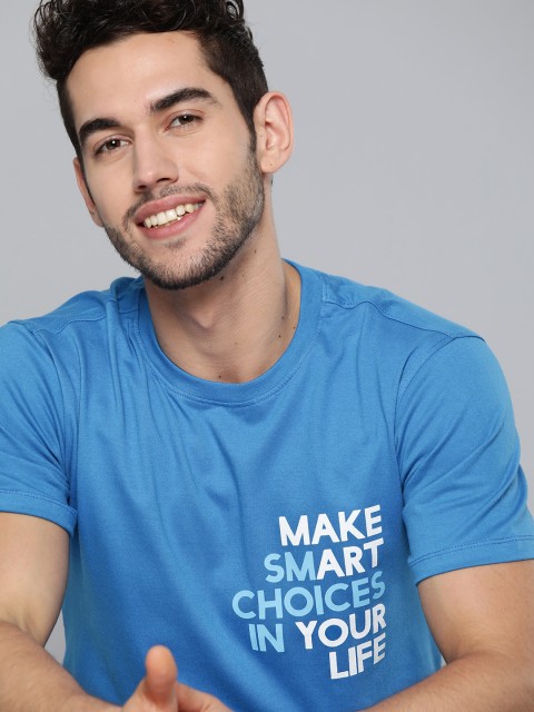 

Mast Harbour Men Blue White Pure Cotton Printed Handcrafted Round Neck Pure Cotton T-shirt
