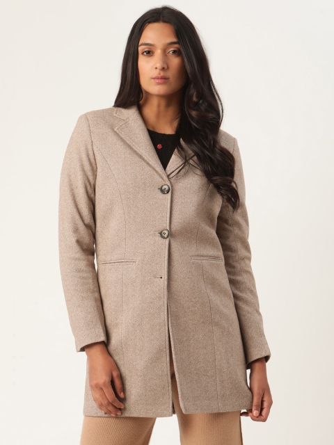

ROOTED Women Beige Solid Longline Overcoat
