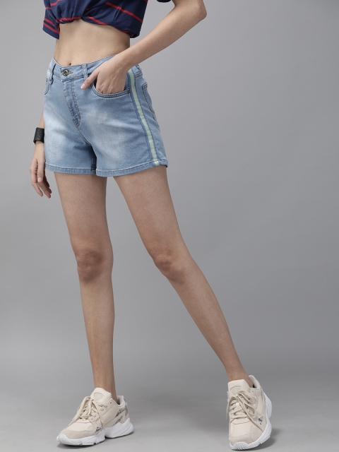 

Roadster Women Blue Washed Regular Fit Denim Shorts
