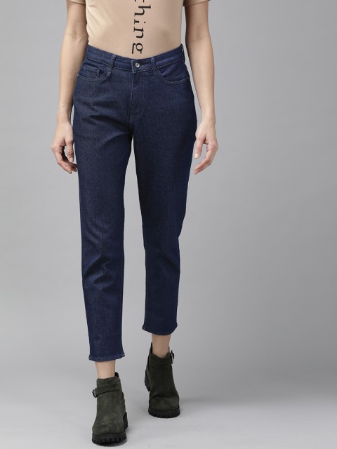 

The Roadster Lifestyle Co Women Navy Blue Boyfriend Fit Stretchable Jeans
