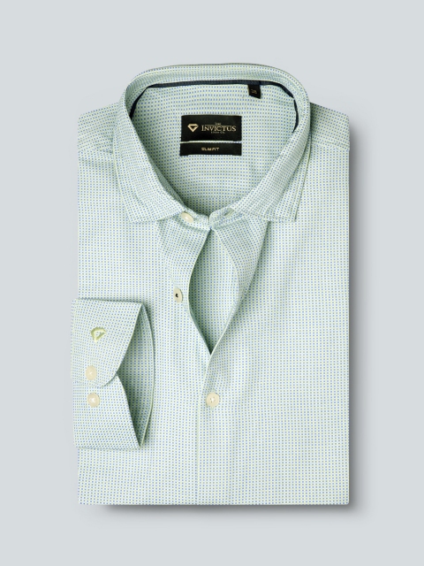 

INVICTUS Men Green & Blue Miro Checks Slim Fit Semiformal Shirt