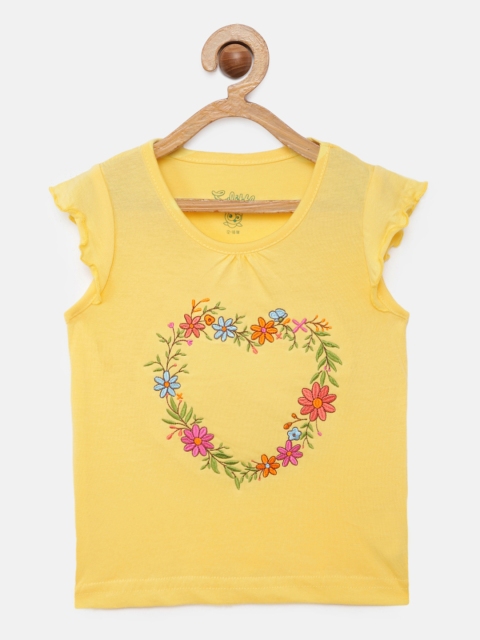 

SoLittle Girls Yellow Embroidered Cotton Top