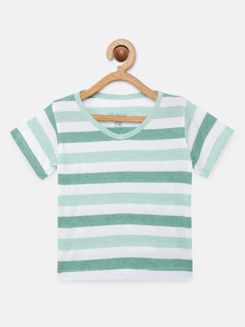 

SoLittle Boys Green & White Printed V-Neck Cotton T-shirt