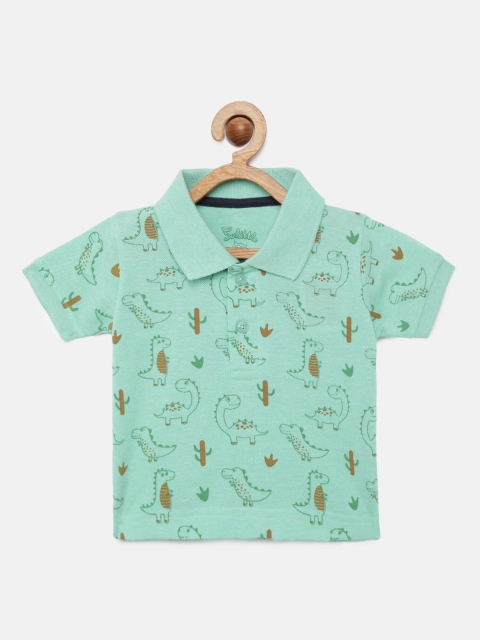 

SoLittle Boys Green Printed Polo Collar T-shirt