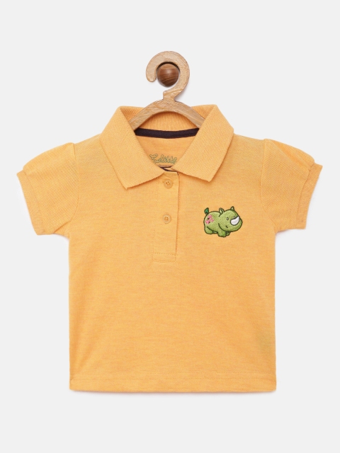 

SoLittle Girls Orange Solid Polo Collar Cotton T-shirt