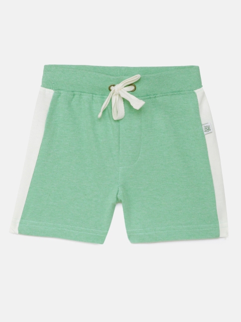 

SoLittle Boys Green & White Striped Regular Fit Pure Cotton Regular Shorts