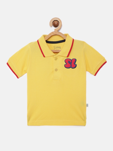 

SoLittle Boys Yellow Solid Polo Collar Cotton T-shirt