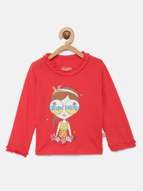 

SoLittle Girls Red Printed Cotton Top