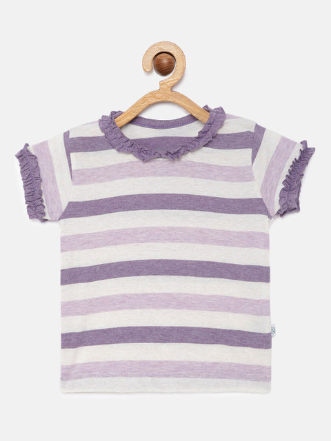 

SoLittle Girls Lavender Striped Round Neck T-shirt
