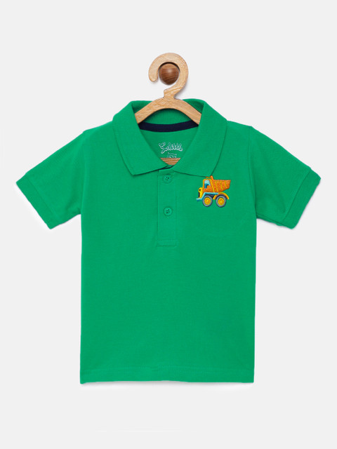 

SoLittle Boys Green Solid Polo Collar T-shirt