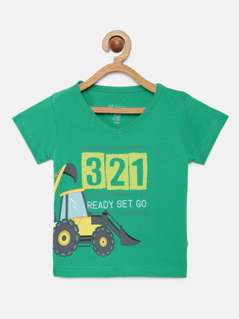 

SoLittle Boys Green Printed V-Neck T-shirt