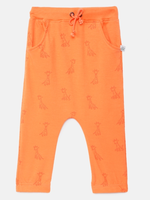 

SoLittle Boys Orange Loose Fit Giraffe Print Pure Cotton Drop Crotch Trousers