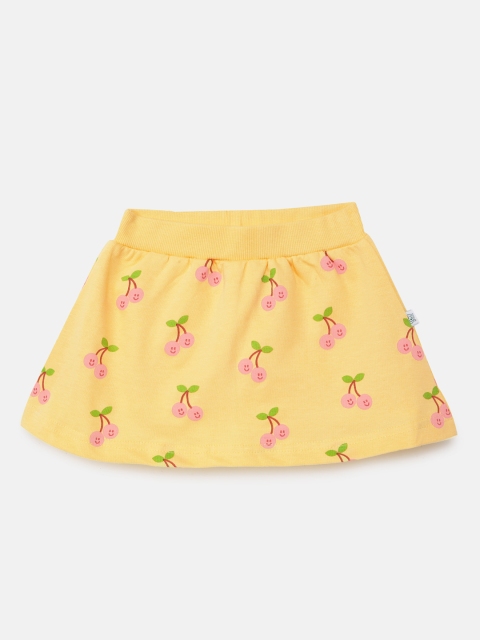 

SoLittle Girls Yellow Pure Cotton Printed A-line Skirt