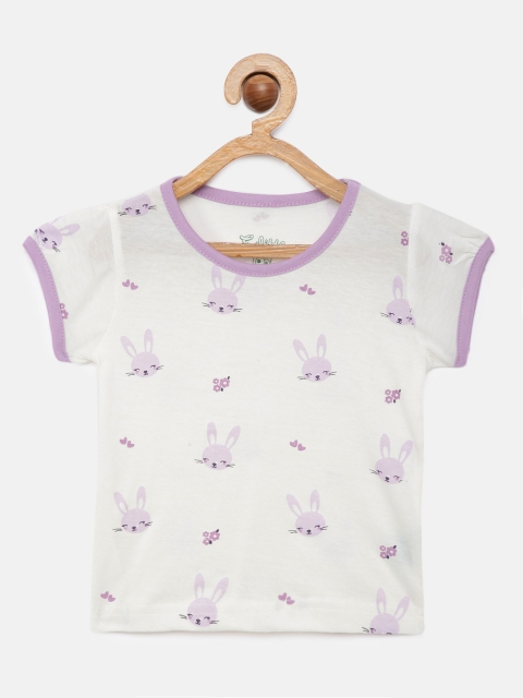 

SoLittle Girls White Printed Round Neck T-shirt