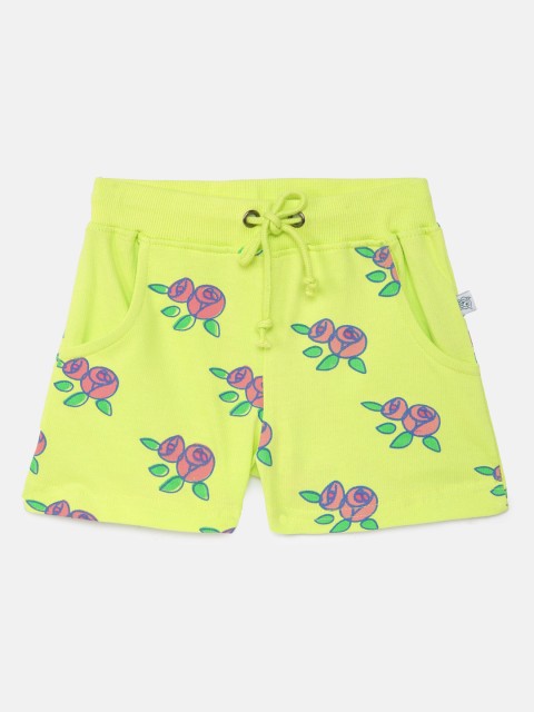 

SoLittle Girls Lime Green Printed Regular Fit Shorts