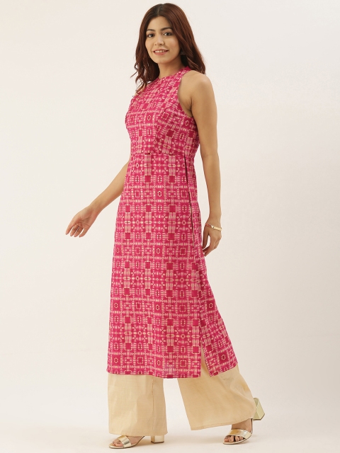 

EthnoVogue Women Made To Measure Pink & Beige Printed Kurta with Palazzos