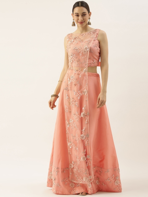 

EthnoVogue Peach Embellished Sequinned Ready to Wear Lehenga & Made Measure