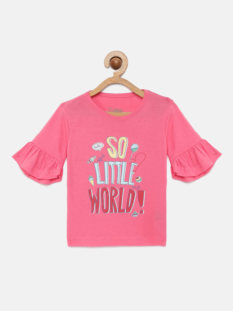 

SoLittle Girls Fuchsia Printed Round Neck T-shirt