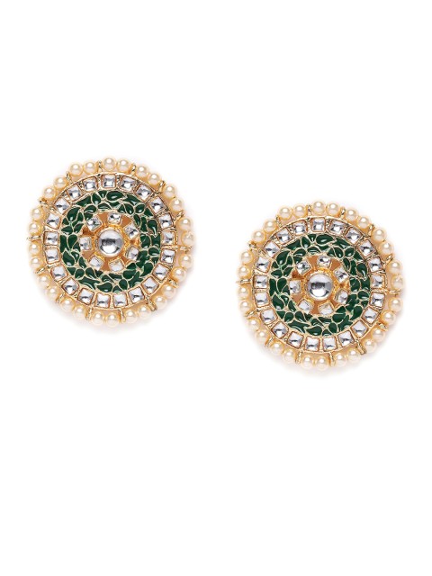 

Kord Store Gold-Plated Green Meenakari Studded Circular Shaped Studs