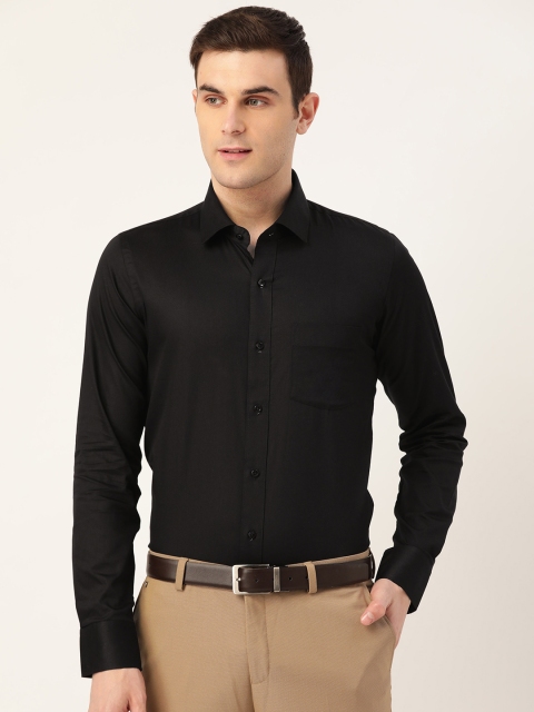 

PORTBLAIR Men Black Cotton Classic Regular Fit Solid Formal Shirt