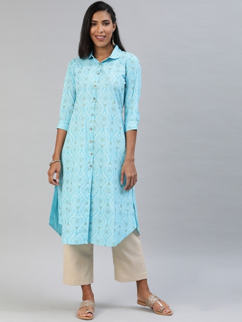 

AHIKA Women Blue Printed A-Line Kurta