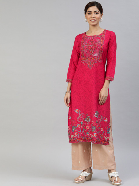 

AHIKA Women Red Printed Straight Kurta