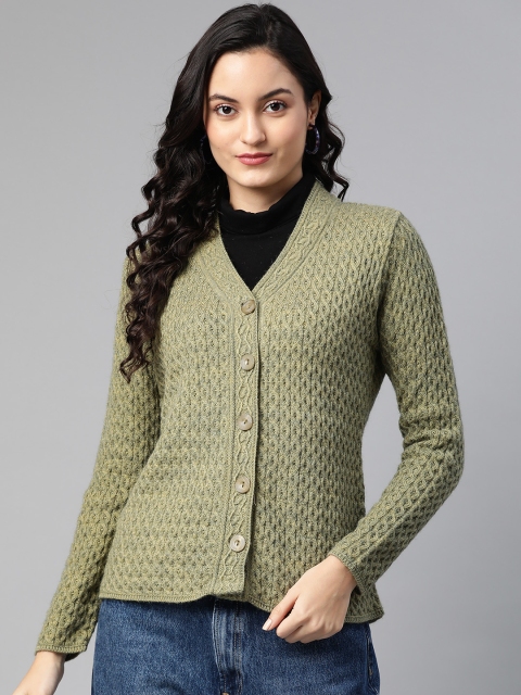 

Cayman Women Green Self Design Cardigan