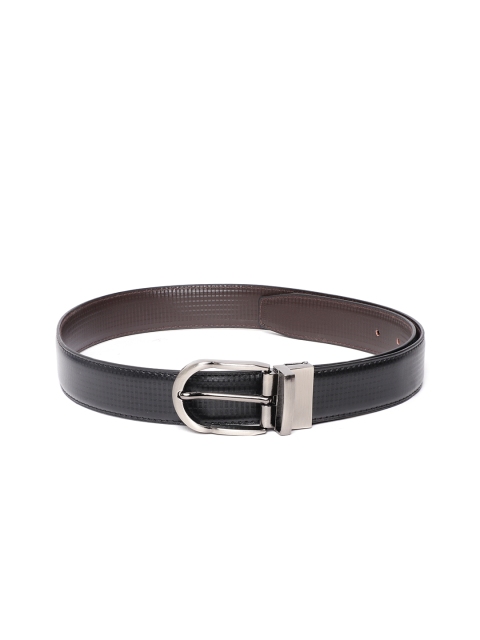 

Ultimo Men Black & Coffee Brown Checked Reversible Formal Belt