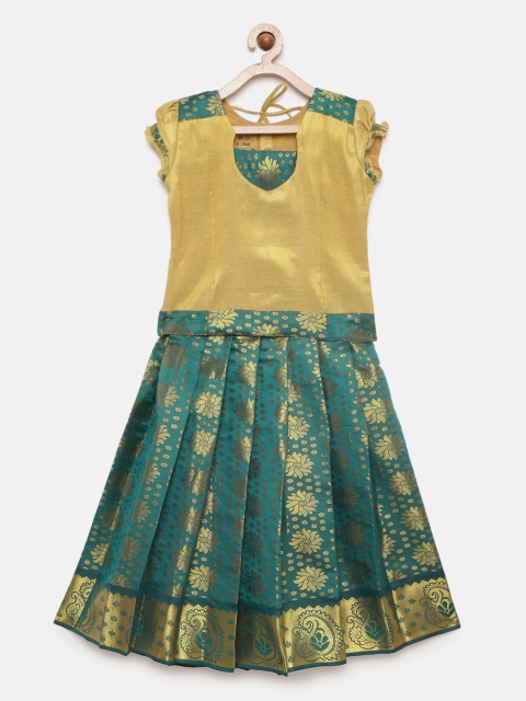 

Baby Lakshmi Yellow & Green Ready to Wear Pattu Pavadai
