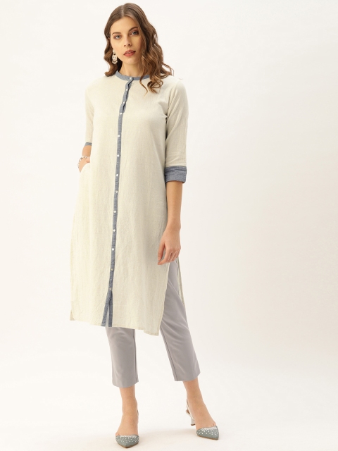 

AMUKTI Women Beige Solid Straight Kurta