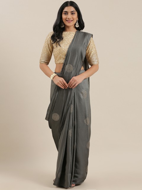 

EthnoVogue Grey Embellished Art Silk Saree