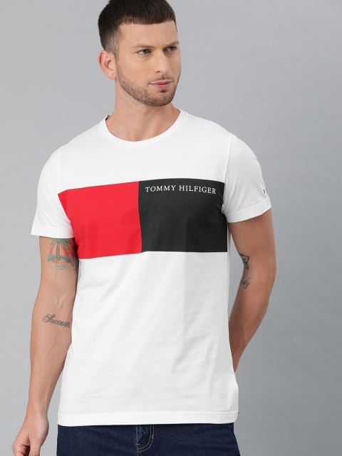 

Tommy Hilfiger Men White Colourblocked Organic Cotton Round Neck T-shirt