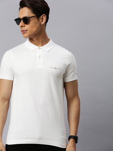 

Tommy Hilfiger Men White Printed Polo Collar T-shirt