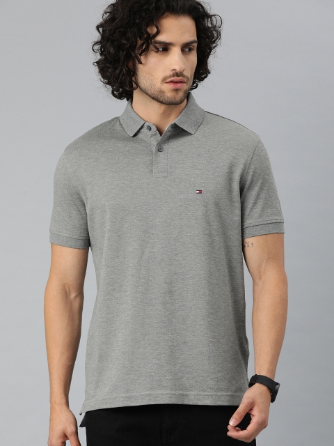 

Tommy Hilfiger Men Grey Solid Polo Collar T-shirt