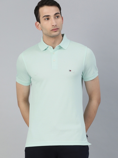 

Tommy Hilfiger Men Sea Green Solid Polo Collar T-shirt