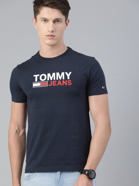 

Tommy Hilfiger Men Navy Blue Printed Round Neck T-shirt