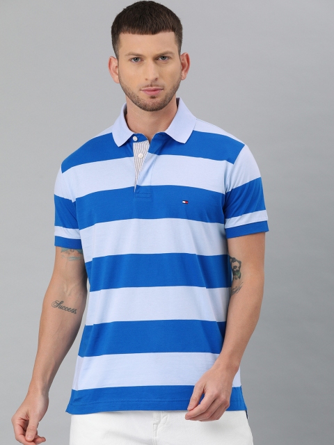 

Tommy Hilfiger Men Blue Striped TH Cool Polo Collar T-shirt