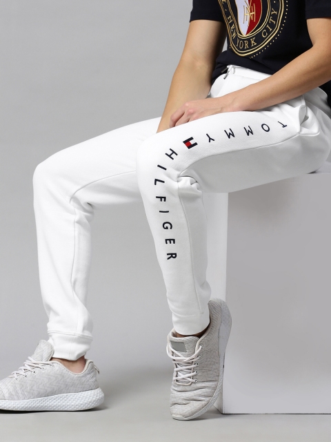 

Tommy Hilfiger Men's White and Navy Blue Printed Track Pants