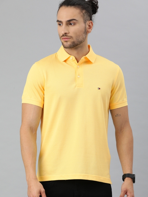 

Tommy Hilfiger Men Yellow Solid Polo Collar T-shirt