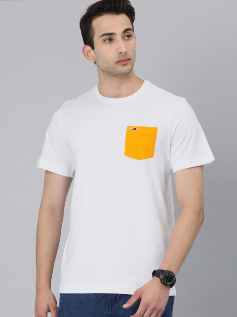 

Tommy Hilfiger Men White Pocket Detail Organic Cotton Round Neck Sustainable T-shirt