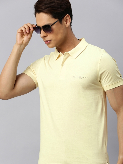 

Tommy Hilfiger Men Yellow Solid Slim Fit Polo Collar T-shirt
