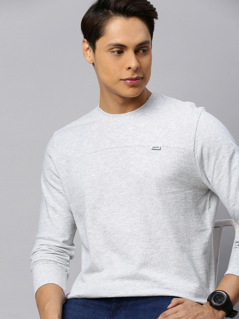 

Tommy Hilfiger Men Grey Solid Round Neck T-shirt