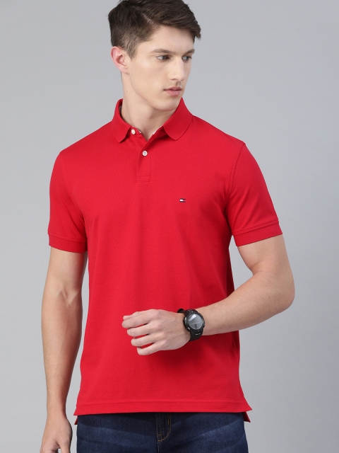 

Tommy Hilfiger Men Red Solid Polo Collar T-shirt