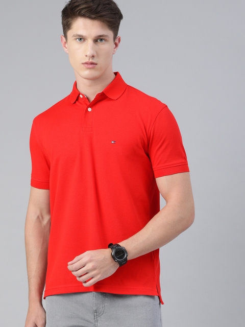 

Tommy Hilfiger Men Orange Solid Polo Collar T-shirt