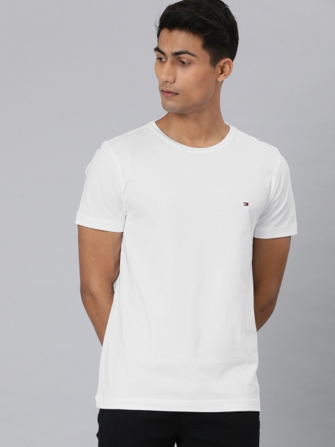 

Tommy Hilfiger Men White Solid Round Neck Pure Cotton T-shirt